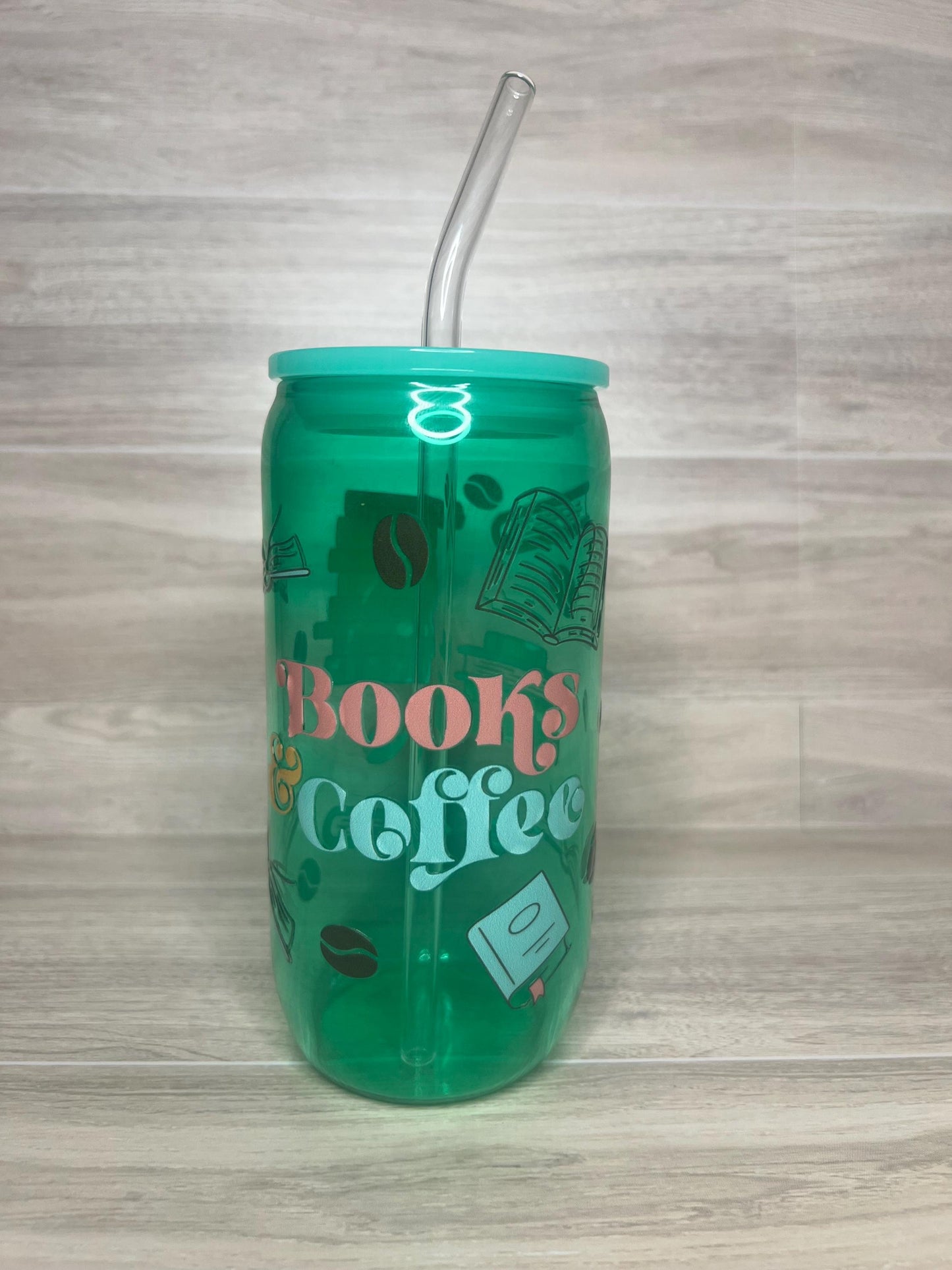 Books & Coffee Glass Cup