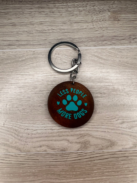 Less People More Dogs keychain