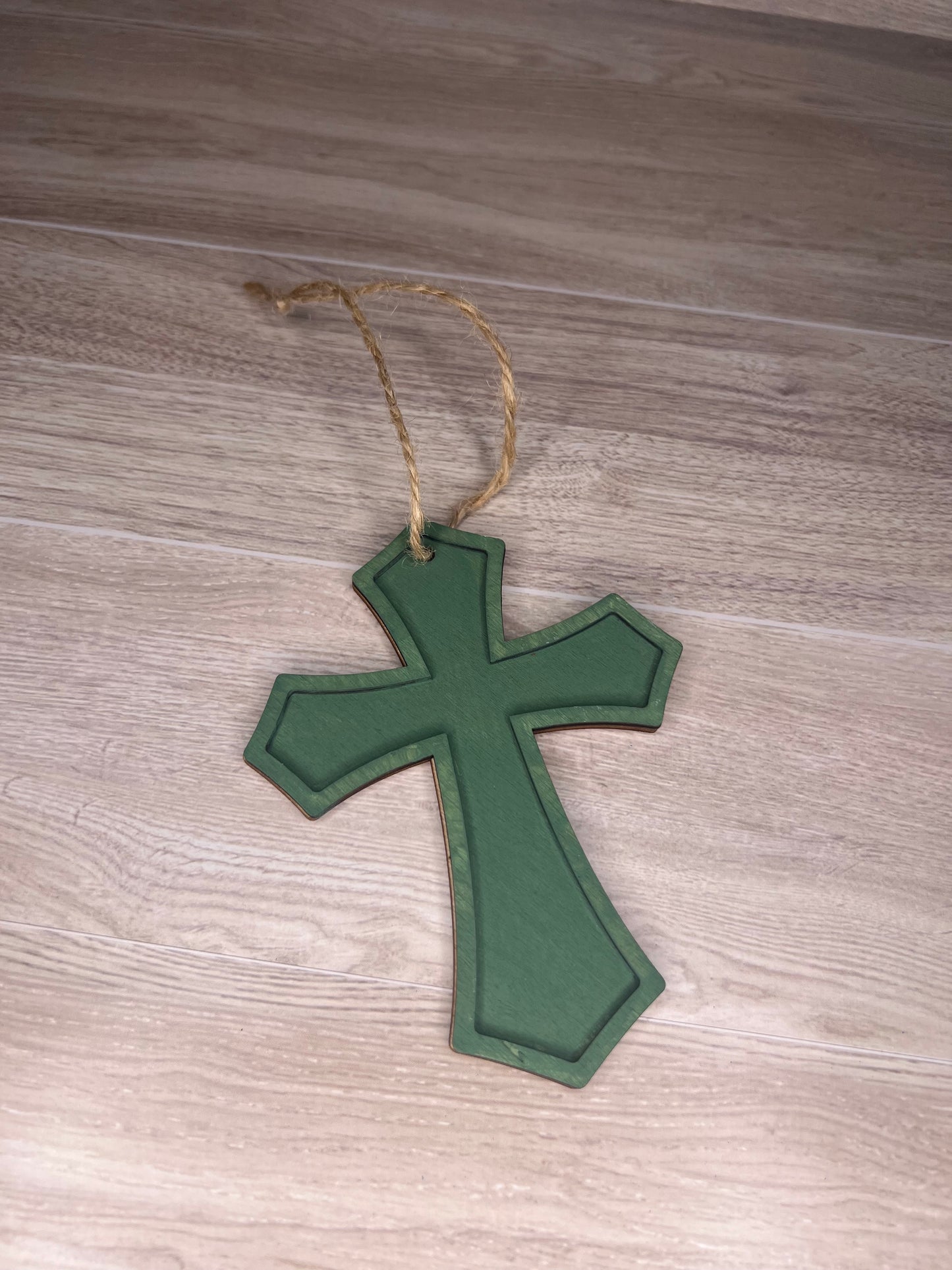 Wooden Cross Hand painted Ornament