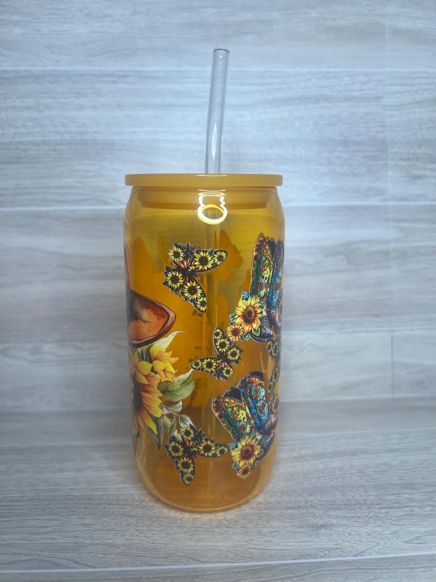 Sunny Cowgirl Glass Cup