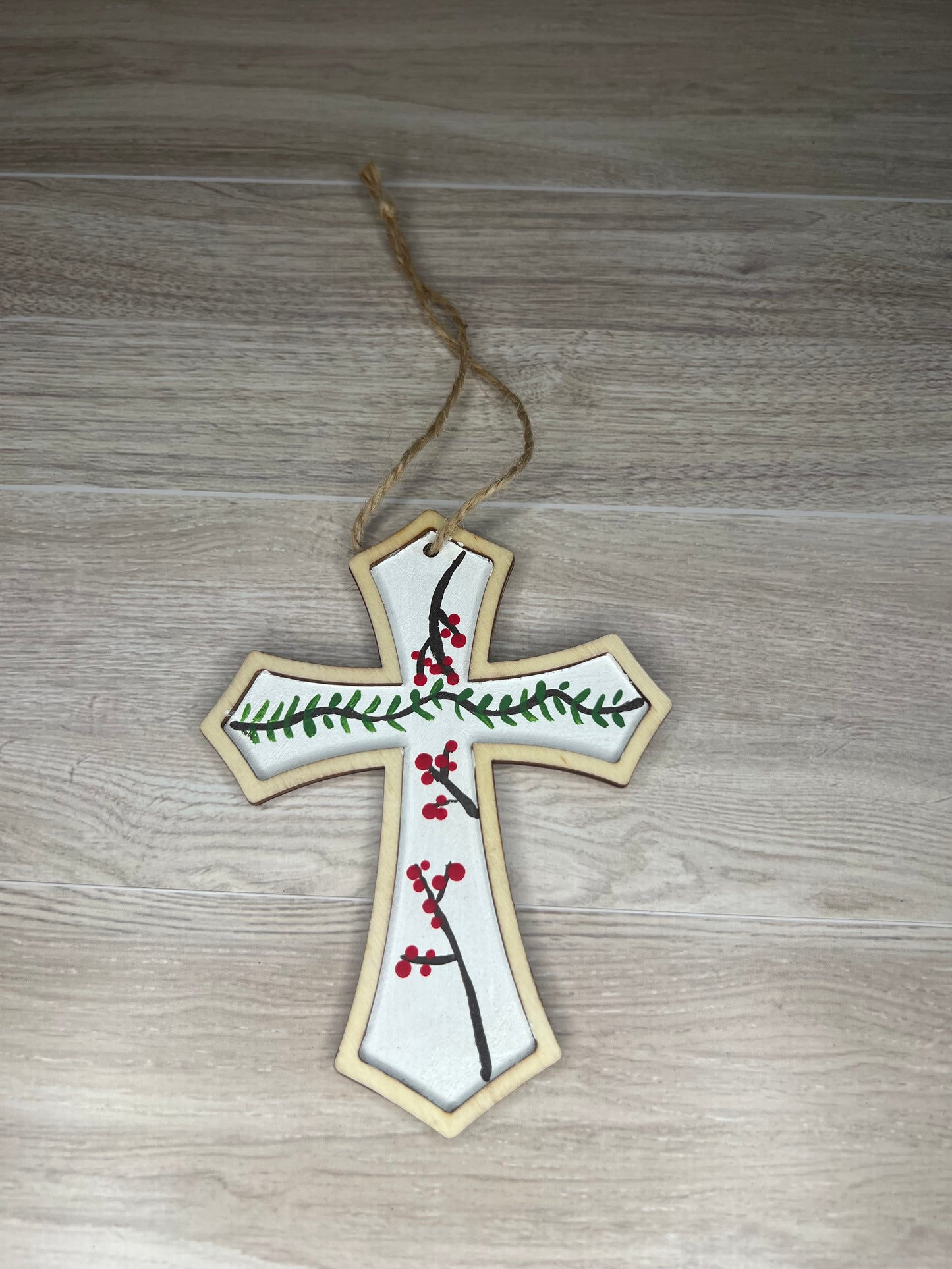 Wooden Cross Hand painted Ornament