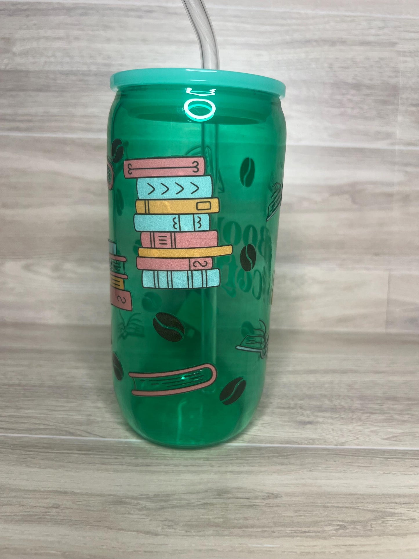 Books & Coffee Glass Cup