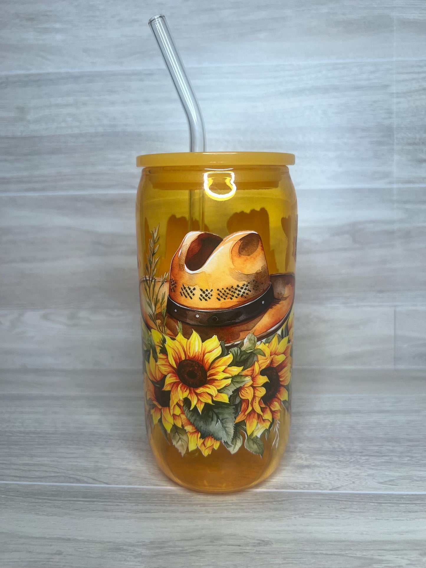 Sunny Cowgirl Glass Cup