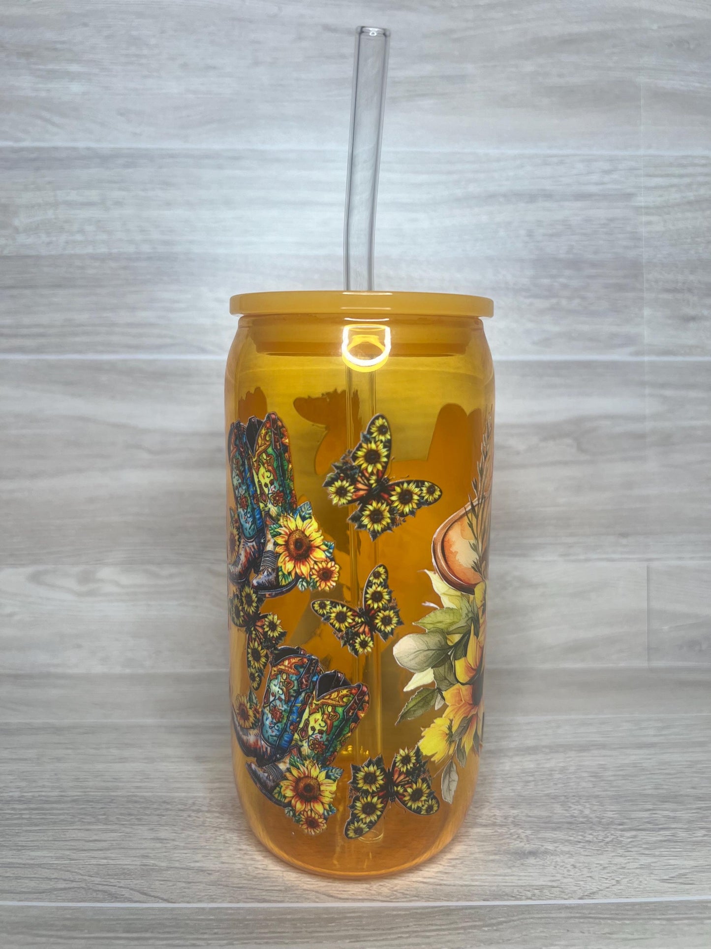 Sunny Cowgirl Glass Cup